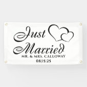パーソナライズされたたった今結婚しましたカーバナー 横断幕 (横)