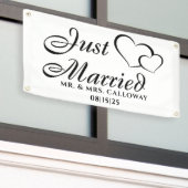 パーソナライズされたたった今結婚しましたカーバナー 横断幕 (ビルの外側)