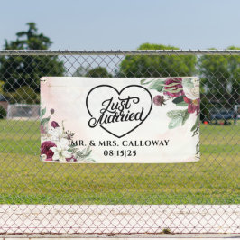 パーソナライズされたたった今結婚しましたカーバナー 横断幕