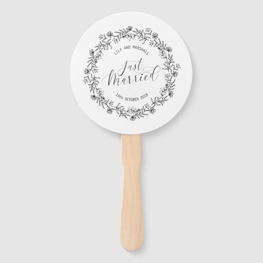 パーソナライズされたたった今結婚しましたフローラ |ハンドファン ハンドファン (裏面)