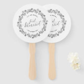 パーソナライズされたたった今結婚しましたフローラ |ハンドファン ハンドファン (正面&裏面)