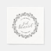 パーソナライズされたたった今結婚しましたフローラ | 紙ナプキン スタンダードカクテルナプキン (正面)