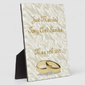 パーソナライズされたたった今結婚しました結婚表斑 フォトプラーク (側面)