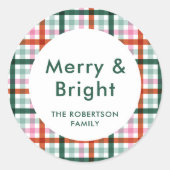 パーソナライズされたとメリー明るいクリスマス・ステッカー ラウンドシール (正面)