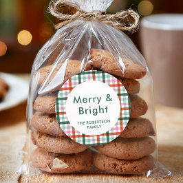 パーソナライズされたとメリー明るいクリスマス・ステッカー ラウンドシール