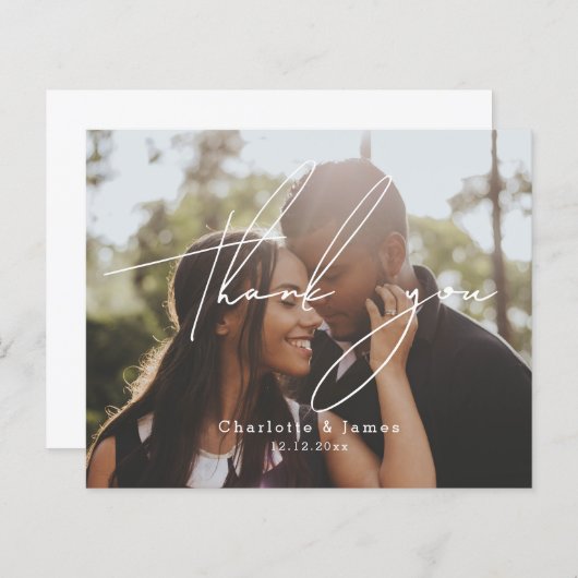 パーソナライズされたとモダン写真スタイリッシュありがとう (正面/裏面)