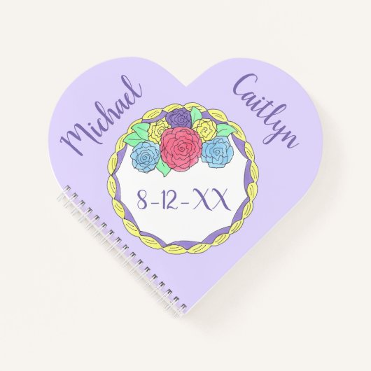 パーソナライズされたのケ結婚ーキ新郎新婦フローラ ノートブック (正面)