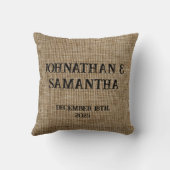 パーソナライズされたのバ素朴ラ結婚ップ自然パターン クッション (裏面)