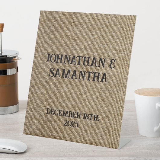 パーソナライズされたのバ素朴ラ結婚ップ自然パターン 台座サイン (インサイチュ)