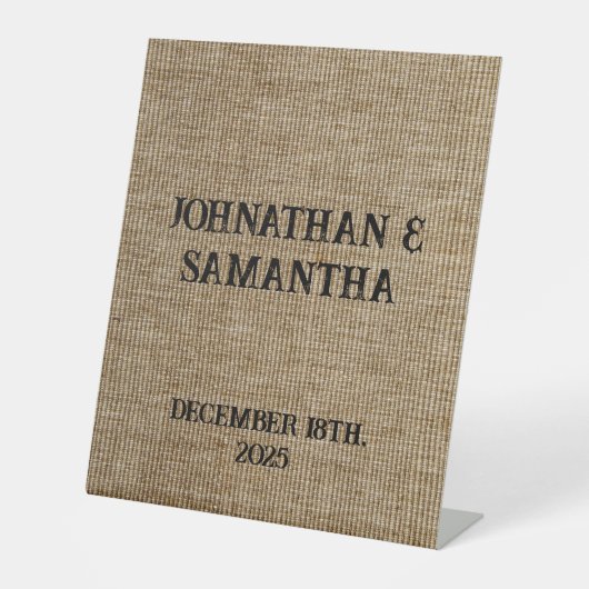 パーソナライズされたのバ素朴ラ結婚ップ自然パターン 台座サイン (正面)