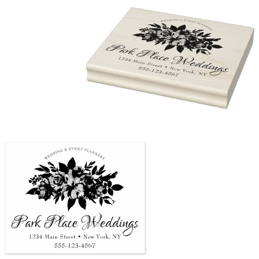 パーソナライズされたのビジネス結婚ロゴフローラブーケ ラバースタンプ (押印)