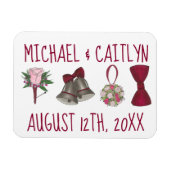 パーソナライズされたのベル結婚フラワーボウタイブーケ マグネット (横)