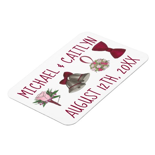 パーソナライズされたのベル結婚フラワーボウタイブーケ マグネット (左側)