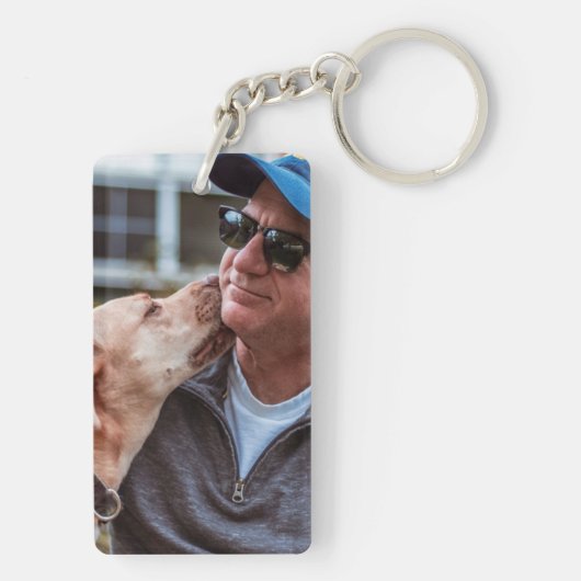 パーソナライズされたのペットドッグの写真が自分のものを作る キーホルダー (裏面)