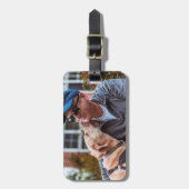 パーソナライズされたのペットドッグの写真が自分のものを作る ラゲッジタグ (正面縦)