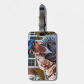 パーソナライズされたのペットドッグの写真が自分のものを作る ラゲッジタグ (裏面縦)