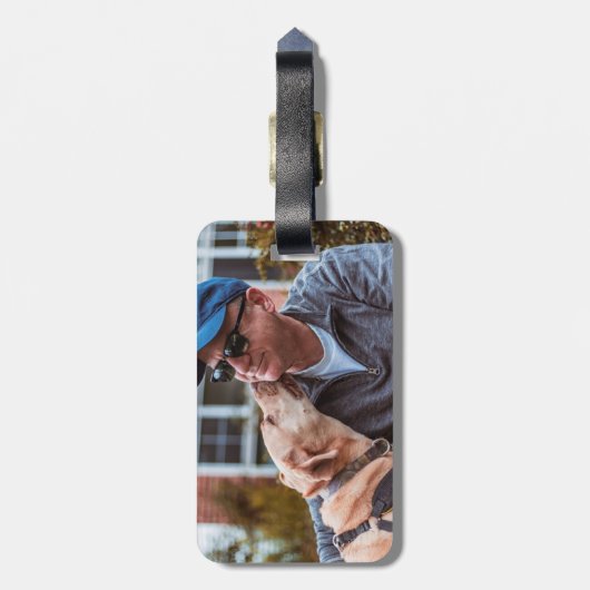 パーソナライズされたのペットドッグの写真が自分のものを作る ラゲッジタグ (裏面縦)