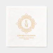 パーソナライズされたのモノグ結婚ラムアールデコ枠 箔ナプキン (正面)