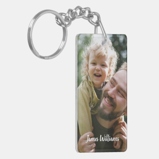 パーソナライズされたの写真と名前を作成 キーホルダー (正面左)