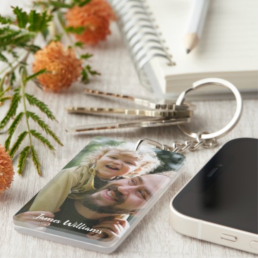 パーソナライズされたの写真と名前を作成 キーホルダー (正面右)