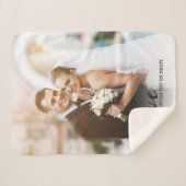 パーソナライズされたの写真結婚のラヴカスタムィスクリプト文字 シェルパブランケット (正面(横))