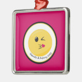 パーソナライズされたの吹キス・ラブ絵文字オーナメント メタルオーナメント (左)