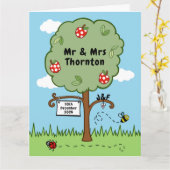 パーソナライズされたの結婚お祝い カード (黄色い花)