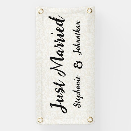 パーソナライズされたの結婚たった今結婚しました車\トラック 横断幕 (縦)