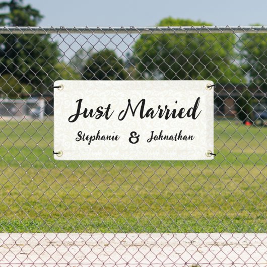 パーソナライズされたの結婚たった今結婚しました車\トラック 横断幕 (インサイチュ)