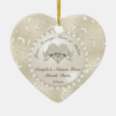 パーソナライズされたの結婚オーナメント周年記念オーナメント セラミックオーナメント (正面)