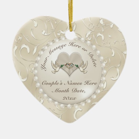 パーソナライズされたの結婚オーナメント周年記念オーナメント セラミックオーナメント (正面)