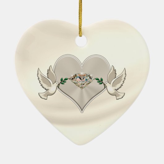 パーソナライズされたの結婚オーナメント周年記念オーナメント セラミックオーナメント (裏面)