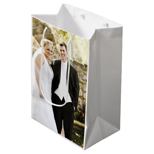 パーソナライズされたの結婚ブライダル婚約写真 ミディアムペーパーバッグ (正面アングル)