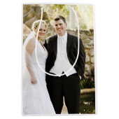 パーソナライズされたの結婚ブライダル婚約写真 ミディアムペーパーバッグ (正面)