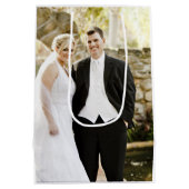 パーソナライズされたの結婚ブライダル婚約写真 ミディアムペーパーバッグ (裏面)