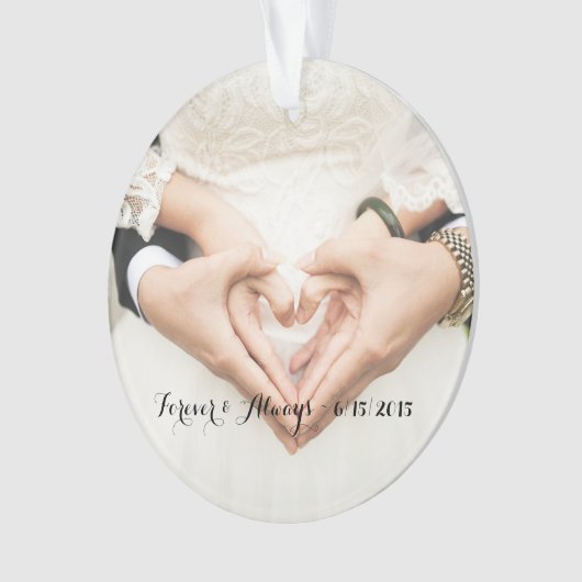パーソナライズされたの結婚写真は永遠に オーナメント (正面)