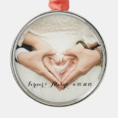 パーソナライズされたの結婚写真は永遠に メタルオーナメント (正面)