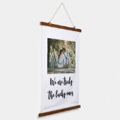 パーソナライズされたの結婚写真ウッドウォールタペストリー 吊り下げ型タペストリー (傾斜あり)