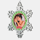 パーソナライズされたの結婚写真記念オーナメント スノーフレークピューターオーナメント (右)