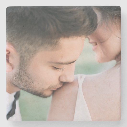 パーソナライズされたの結婚写真 ストーンコースター (正面)