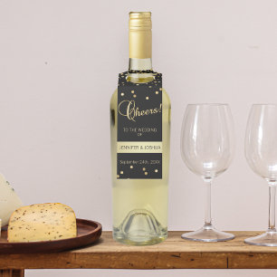 パーソナライズされたの結婚応援ブラック金ゴールド紙吹雪 ボトルネックタグ