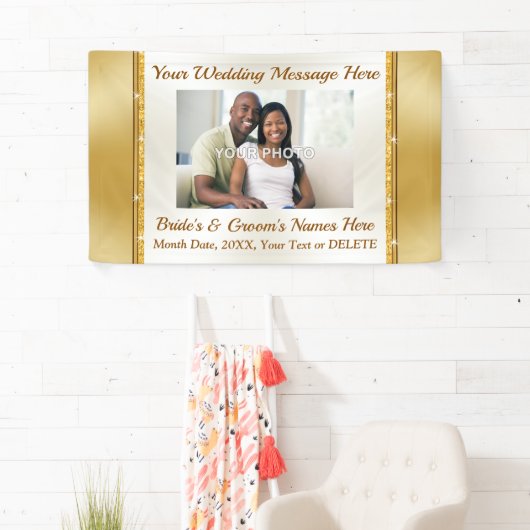 パーソナライズされたの結婚文字と写真のバナー 横断幕 (インサイチュ)