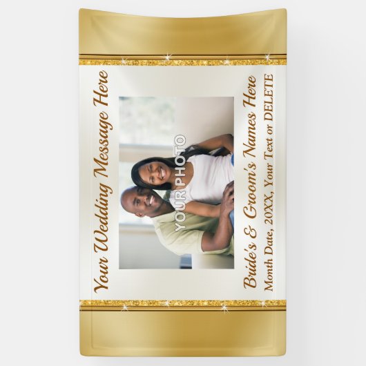 パーソナライズされたの結婚文字と写真のバナー 横断幕 (縦)