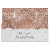 パーソナライズされたの結婚王室の赤面ピンク金ゴールドレース ラージペーパーバッグ (正面)