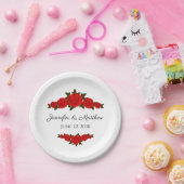 パーソナライズされたの結婚紙プレートとRed Roses ペーパープレート (パーティー)