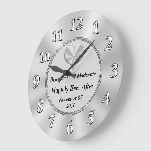 パーソナライズされたの結婚記念ギフトアイディアCLOCK ラージ壁時計 (傾斜)