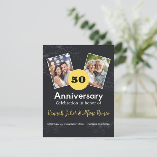 パーソナライズされたの結婚記念日招待状カード 招待状 (スタンド正面)