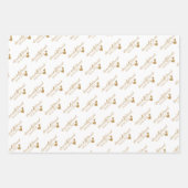 パーソナライズされたの結婚金ゴールドハート ラッピングペーパーシート (正面)