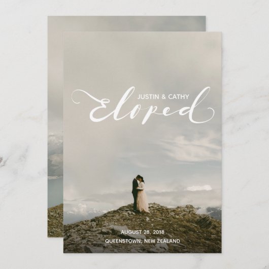 パーソナライズされたの結婚駆け落ち告知 招待状 (正面/裏面)