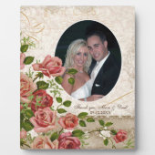 パーソナライズされたの結婚Photo Trellisバラヴィンテージ フォトプラーク (正面)